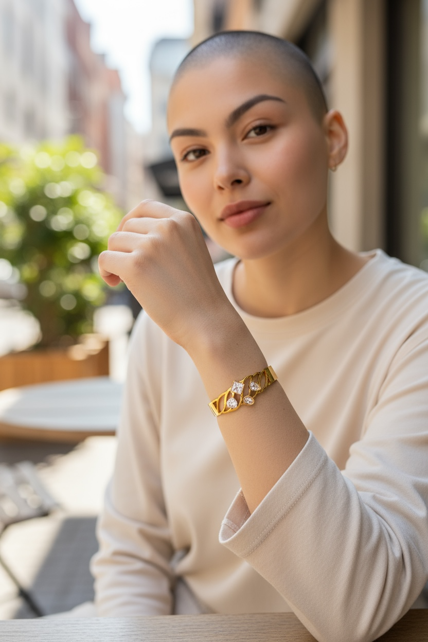 Luxury Gold Designer Bracelet with CZ Stones