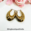 Retro Croissant Twist Hoop Earrings – Gold Plated | BlingBoutiqueXIndia