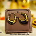 Chunky Crescent Art-Gold Hoop Earrings – BlingboutiqueXIndia