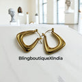 Sculpted Geo Bold Hoop Earrings – Gold Plated | BlingBoutiqueXIndia