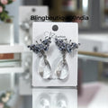 Butterfly Crystal Teardrop Earrings – Silver & Clear | BlingBoutiqueXIndia