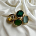 LuxGem Mosaic Multi-Stone Statement Ring – Green & Amber Mix | BlingBoutiqueXIndia