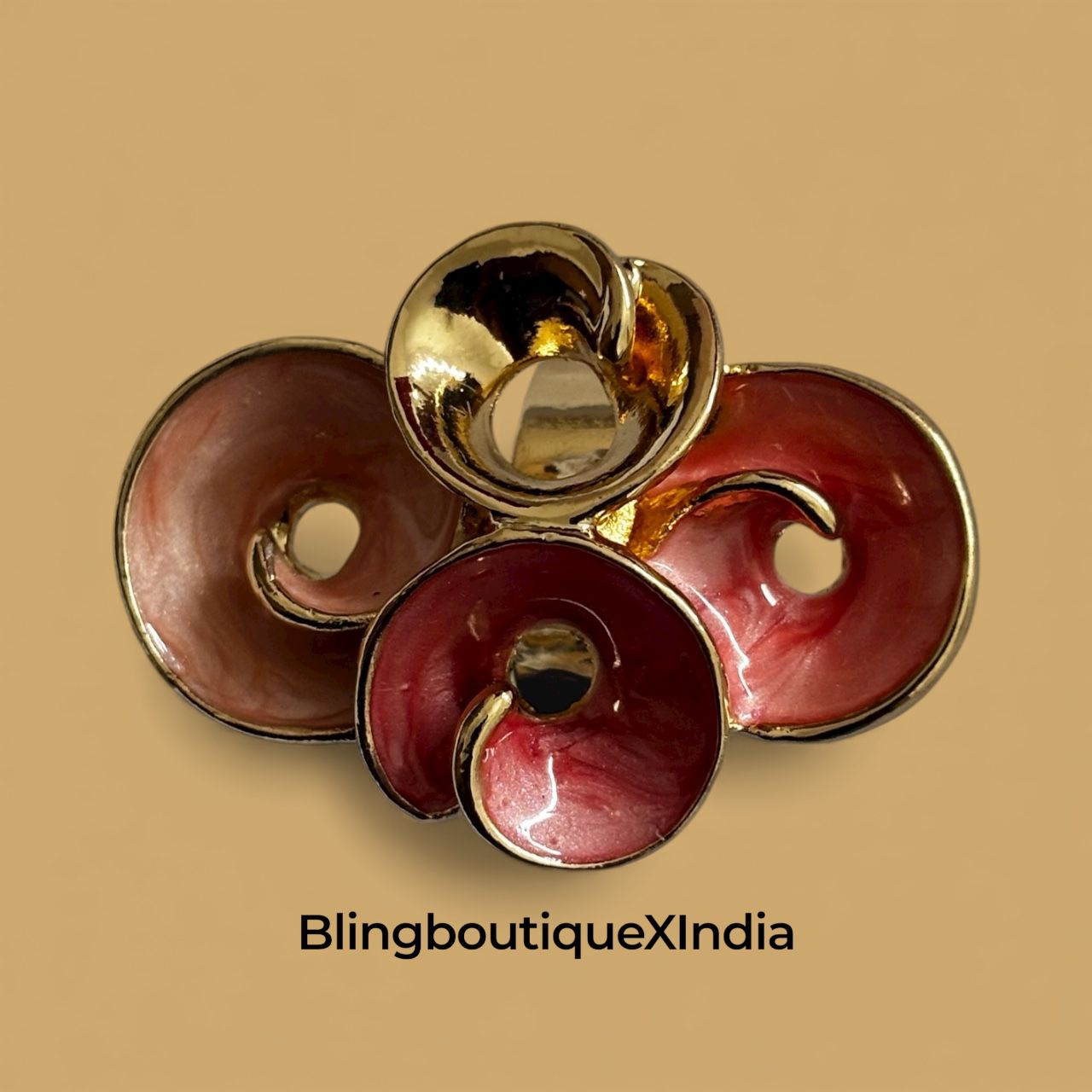 Gold & Rose Enamel Swirl Floral Statement Ring – BlingboutiqueXIndia