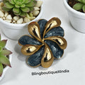 Gold & Charcoal Enamel Floral Statement Ring – BlingboutiqueXIndia